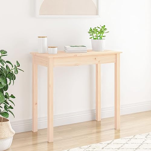 HETFTJN Konsolentisch 80x40x75 cm Massivholz Kiefer Modernes Design Robust und Langlebig Wohnzimmer Flur Schlafzimmer Beistelltisch Couchtisch Gartentisch Outdoor Balkontisch