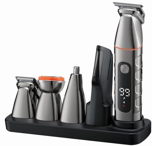 MAXGROOM 5-IN-1 Intimrasierer Mann, IPX6 Wasserdichter Körperrasierer Herren, Rasierer Herren Elektrisch mit Ladestation, für Bart, Intimbereich, Körper, Hoden und Scham