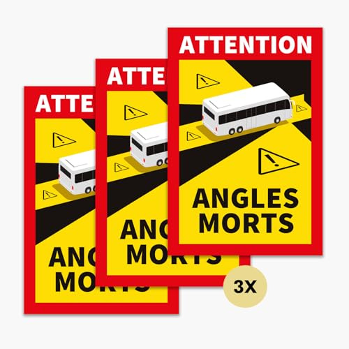 Angles Morts Magnetschilder für Wohnmobile 3er Set | Toter Winkel Schilder | magnetisch haftend | 25 × 17 cm | gemäß französischer StVO | UV- & wetterfest | Made in Germany