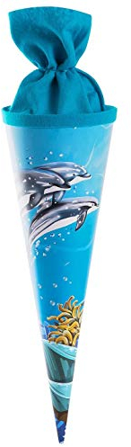 goldbuch 93051 Geschwisterschultüte mit Delfin Motiv, Zuckertüte 35 cm, Schultüte aus Lackkarton, Geschenkverpackung für viele Anlässe, Geschwistertüte zur Einschulung