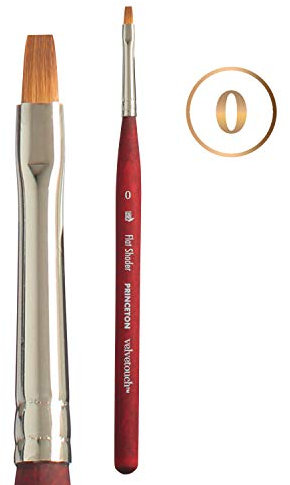 Princeton Velvetouch Artiste, Mixed-Media Brush for Acrylic, Watercolor & Oil, Series 3950 Mini Flat Shader Luxury Synthetic, Size 0