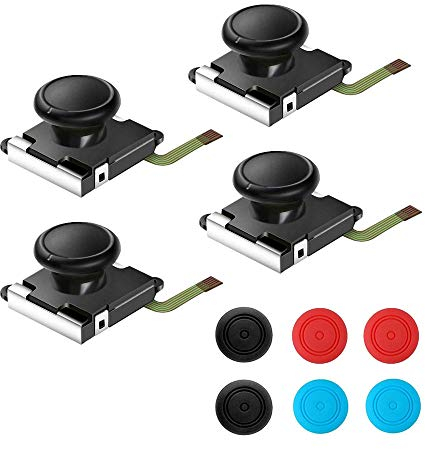 Thlevel 4PCS Analoger Thumbstick Joystick für NS 3D Ersatz Links und Rechts Controller Rocker Stange Stick mit Kappe