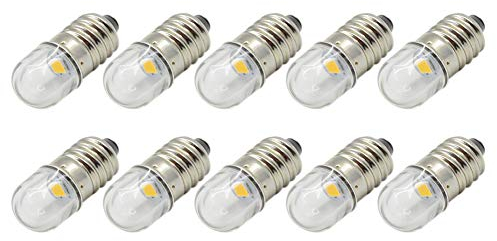 Ruiandsion 10 pièces 6 V E10 douille de Base ampoule LED 1 W blanc chaud remplacer torche phare phare Mini lampe frontale ampoules de lampe de poche