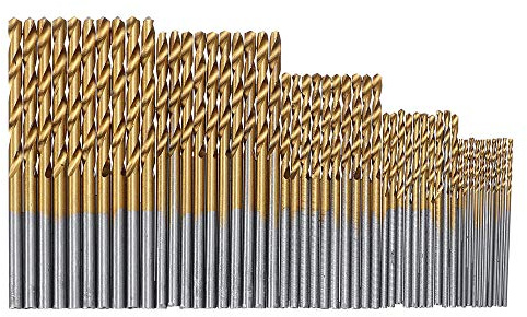 CEFEPH HSS-Spiralbohrer, 1 mm - 3 mm, titanbeschichtet, für Holz, Kunststoff, Aluminium, 50 Stück