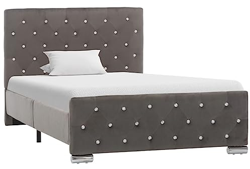 vidaXL Polsterbett Klassisch Bett Einzelbett Stoffbett Ehebett Schlafzimmerbett Bettgestell Bettrahmen Lattenrost Grau Samt 100x200cm