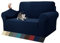 MAXIJIN Jacquard Sofabezug 2 Sitzer Couchbezug Stretch Sofahusse für Wohnzimmer Sofa-bezug für Hunde Haustiere Schonbezug Sofa mit Anti-Rutsch-Schäume (2 Sitzer, Navy Blau)