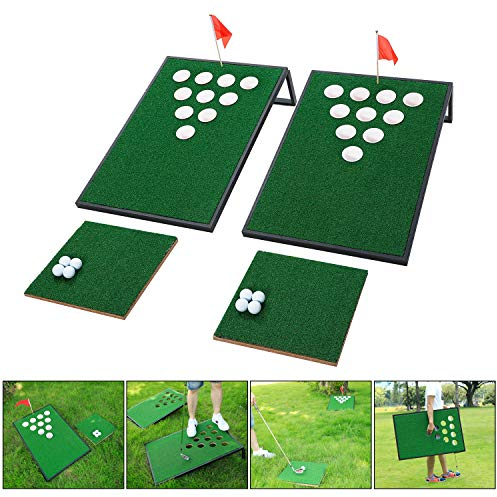 OOFIT Golf Chipping Target Set Kombiniertes Pongspiel, spannendes Chipspiel für Enthusiasten und Anfänger, Familie, Golfer und Freunde - Schwarz