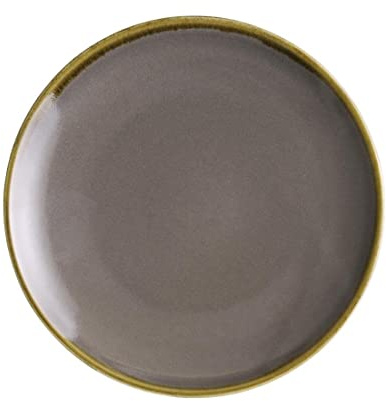 Olympia Kiln Smoke Porcelain Round Coupe Plates 178mm Grey, Pack, 178 mm | Dishwasher and microwave safe with a hand-painted rim that drips dry naturally, giving an artisan handmade charm.