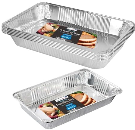 HOMESHOPA Rectangular Roasting Tray, 1 Pack Disposable Aluminium Foil Trays, Large Tin Foil Containers for Cooking, Roasting, Broiling, Bakeware, Storing, Prepping Food, Heating, Oven & Freezer Safe