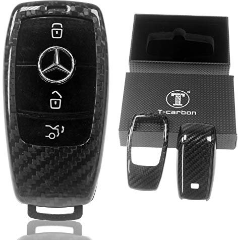 Auto Schlüssel Schutz Hülle Echt Carbon Hardcover Schwarz kompatibel mit Mercedes Benz W213 S213 C238 A238 W238 W222