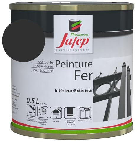 Jafep Peinture fer antirouille gris anthracite 0,5 L