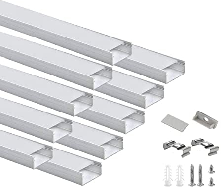 Besseto LED Profil 10 x 1m, U Form Streifen Licht Diffusor Profil Kanal mit milchiger Abdeckung,Endkappen und Montagehalterung,Aluprofil LED Streifen