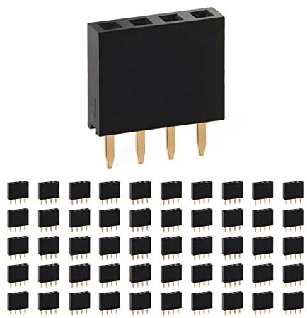 CHANZON Stiftleiste Buchsenleiste Pin Header 4 pin x 50 Stück Weiblichen LeistenStifte Gerade Einreihig Vergoldet 2,54 mm für PCB, Arduino Gpio, Männlichen, Maschine, Steckbrett, Elektronische