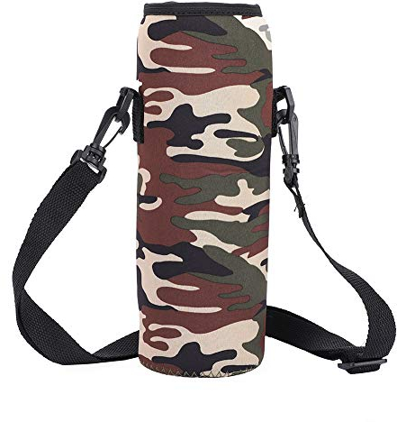 Nimomo Camo Water Bottle Carrier, Carrier Bag, Holder Neoprene Outdoor Sports 1L Thermal Bag Scald-Proof Case Cover Sleeve with Strap