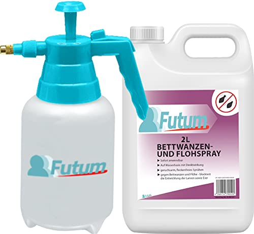 Futum Bettwanzen/Floh Abwehrspray Bettwanzen giftfreies Mittel für Bettwanzen und Tierflöhe 2L+2L Sprüher