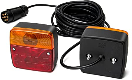 JMEST LEAD 2PCS 12V Trailer Tail Lights Waterproof Rear Brake Lights Indicator Lights with License Plate Lamp, with 7.5m Cable 7 pin Trailer Plug For Trailer Camper Van Truck