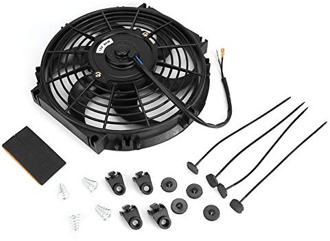 Radiator Fan, 10in Electric Radiator Slim Fan, Push/Pull 12V Cooling Fan with Installation Accessories for Car Retrofit