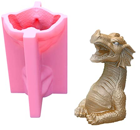 KyeeaDIY Moule Bougie en Silicone Forme de Dragon Ornement Moule en Silicone Moules pour la Fabrication Savon 3D Moules Résine Epoxy d'Animaux Artisanat Décoration de la Maison