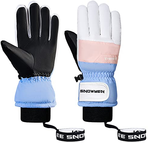 Durio Handschuhe Winter - Touchscreen Skihandschuhe Herren Damen Fahrradhandschuhe Motorrad Handschuhe Blau-Rosa-Weiß M