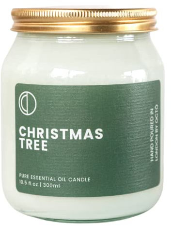 Octō 'Christmas Tree' Essential Oil Candle | Long Burning 100% Natural Up to 60 Hours | Perfect Gifts for Christmas