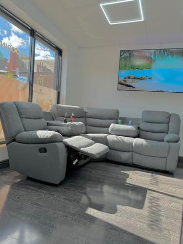 MNS Fabric Recliner Corner Suite (Grey) 240cm by 240cm