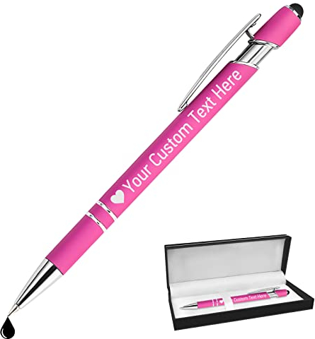 STREADVE Personalisierte Stifte mit Namen, graviertes Logo, Textstift, individuell, glattes Schreiben, Personalisierungsgeschenk für Männer und Frauen, Hochzeit, Büro, Business, Promotion, Rosa