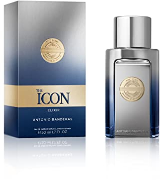 Banderas The Icon Elixir Eau de Parfum für Herren – Langanhaltend – Frischer, eleganter und sexy Duft – Würzige Mandarine und holzige Noten – Ideal für besondere Anlässe – 50 ml