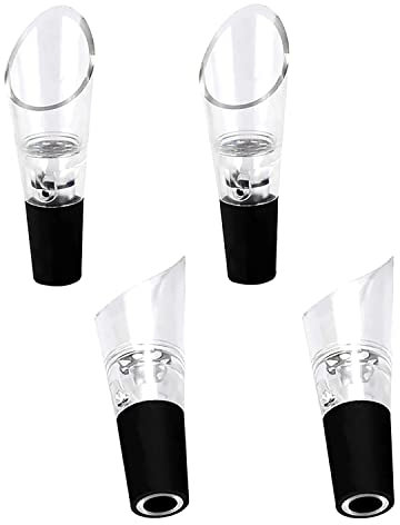 4 Pcs Black Wine Aerator Pourer, Wine Air Aerator Decanter Spout Set for Most Wine Lover Boyfriend Husband Grandpa Presents