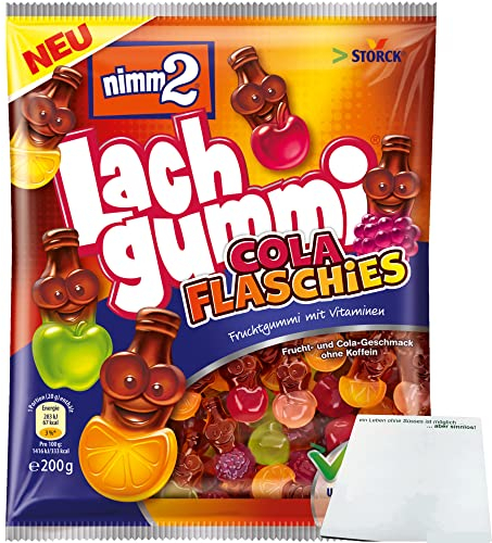nimm2 Lachgummi Cola Flaschies (200g Beutel) + usy Block
