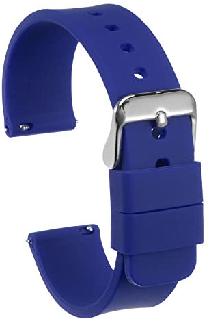 sourcing map Bracelet de Montre Silicone 12mm Largeur Souple Dégagement Rapide Caoutchouc Remplacement Montre Bande avec Inox Acier Boucle pour Homme Femme, Foncé Bleu