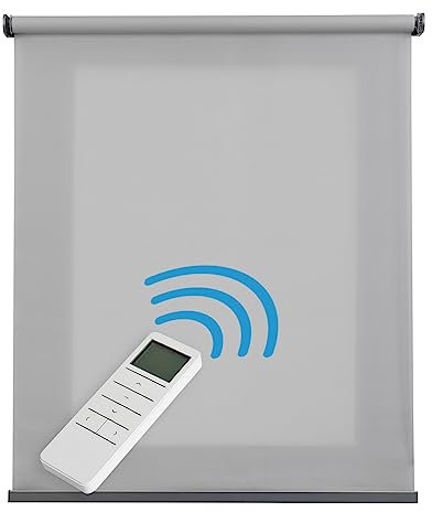 Estor Motorizado Traslúcido Premium de Alta Gama Estores enrollables translucidos con Motor y Mando Acabados en Aluminio Estores Eléctricos Automáticos con batería Cortinas STORESDECO Gris 180x250 cm