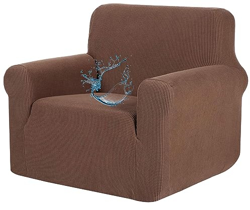 AYLFBFU Wasserfest Couch Bezüge 1 Sitzer Easy Fit, Elastisches Stretchmaterial, Sofabezug U Form Waschbar Universal rutschfest, Sofaschutzdecken für Sofa für Ledersofa und Couch, Hellbraun