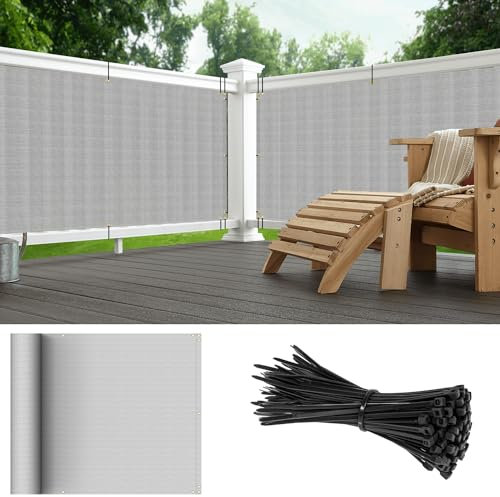 Goleray Privacy Fence Screen 2.5'x10' Backyard Privacy Fence Covering Balcony Screen 180GSM UV Protection Outdoor Fencing Panels Temporary Barrier for Porch Deck Patio, Light Grey, IFNS16E2510GY