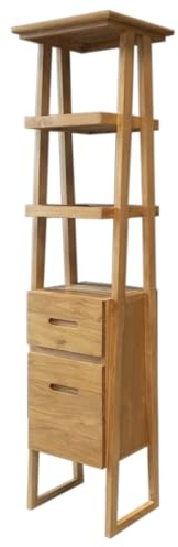 Teako Design Badregal Helena Teak Massivholz, Regal, Badezimmerschrank, Wandregal Holz, Badmöbel, Stauraum, Hochwertiges Teakholz, Raumtyp: Badezimmer, Größe: 180 cm