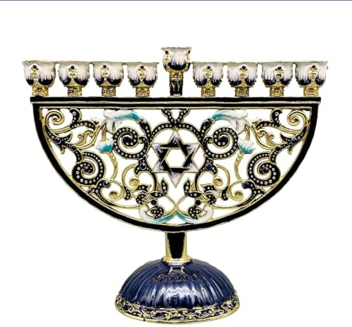 BLUVLY Menorah-Kerzenhalter Mit 9 Zweigen, Chanukka-Menora, Metalllegierung, Metallic, 17cm, Feierliche Anlässe, Zeremonien, Feiern