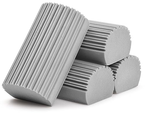 4 PZ Spugna Duster 10.3 * 6 * 4 CM, Grigio Spugna per la Pulizia della Polvere, Spugne Magiche per la Pulizia della Polvere, Damp Clean Duster per Tende Vetro Ringhiere Specchi