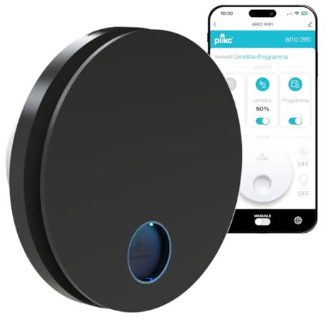 plikc - Aspiratore WIFI da parete ad aspirazione assiale serie Ario W con sensore di Umidità e Timer - 100% MADE IN ITALY (Diametro 90 Nero)