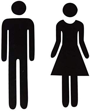 Femmes Hommes Autocollant 3D Toilette Salle de Bain Bricolage Dessin Porte Miroir Mural Toilettes Entrée Décor À La Maison Bois Fenêtre (Noir, Taille Unique)