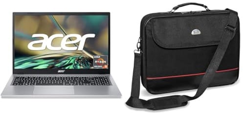 Acer Aspire 3 Laptop | 15.6 FHD Display | AMD Ryzen 5 7520U | 16GB RAM | 512GB SSD | AMD Radeon Graphics | Windows 11 | QWERTZ Keyboard | Silver & Pedea Laptoptasche Trendline Notebook-Tasche bis 17