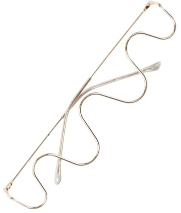 COLLBATH Halbrandlose Brille Metallrahmen ohne Linsen dekorative Wellenbrille Stütze für lichtblockierende Es stilvoller goldener Brillenrahmen