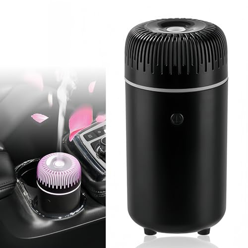 Auto Lufterfrischer, 100ml DuftöL Diffuser für Auto mit Bunten Lichtern, Ätherische Öl Diffusoren Auto mit Automatischer Abschaltfunktion, Diffuser Luftbefeuchter für Heim Büro (Schwarz)
