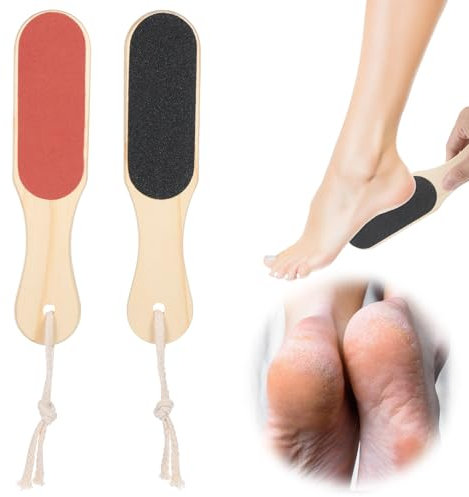 Tyqour 2 limas de madera para callos de madera, lima de pies de madera, lima de pies profesional para pedicura, lima de pies de madera, lima para callos de madera, para piel endurecida o seca