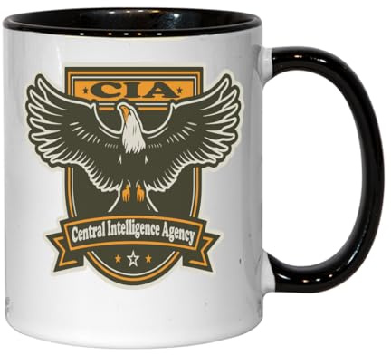 Atspauda CIA Eagle Central Intelligence Agency Keramik Tee Kaffee Tasse Schwarz