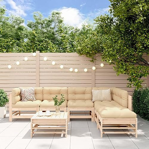 KATERYY 7-TLG. Garten-Lounge-Set mit Kissen Massivholz,Exklusives Kiefernholz LoungeSet mit bequemen Kissen für Terrasse und Garten