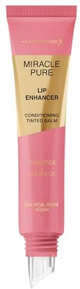 Max Factor Miracle Pure Lip Enhancer, 040 Vital Rose, Conditioning Tinted Lip Balm, Glossy Colour Tint, With Jojoba Oil & Tripeptide, Vegan