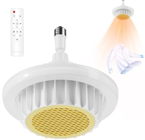 Lumière De Ventilateur De Chauffage De Salle De Bain – Ventilateur Électrique De Plafond | Lampe Chauffante De Plafond 600 W Avec Télécommande, Chauffage Infrarouge PTC, Luminaire LED, Chauffage D'air