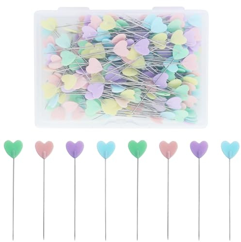 220 Stück Lange Stecknadeln, Nähnadeln, Liebesherzförmige Stecknadeln, Liebeskopfnadel, für DIY, Nähen, Basteln (Multicolor)