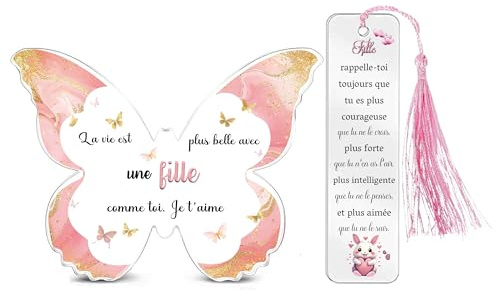 Mädchen Geschenke Frauen Acryl-Lesezeichen 2-teiliges Set Geschenk Geburtstag personalisiert Schmetterling Zeichen Souvenirs Seite Marker Abschluss Weihnachten Spaß Geschenke für sie von Papa Mama