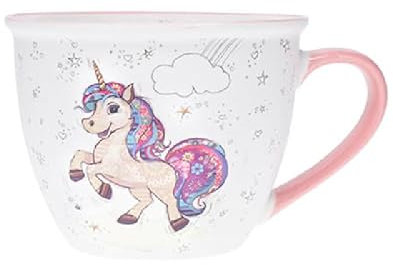 KIUB Bol timbale avec une anse - Motif licorne qui danse - matière porcelaine - contenance 550ML