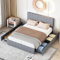 PerGar Bett mit Stauraum 4 Schubladen, Doppelbett Bettrahmen, Polsterbett mit Lattenrost und Metallrahmen, Höhenverstellbares Kopfteil, Modernes Bettgestell, Jugendbett, Samt, Grau (180x200cm)
